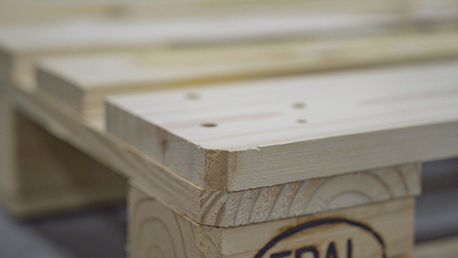 EPAL Euro Pallet block with EPAL certification stamp close-up