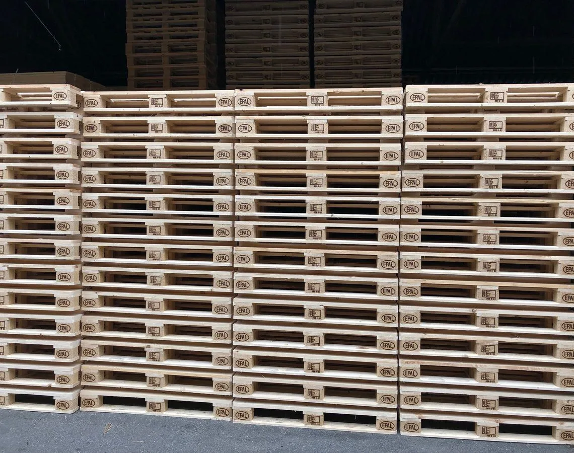 Stacks of EPAL wooden pallets