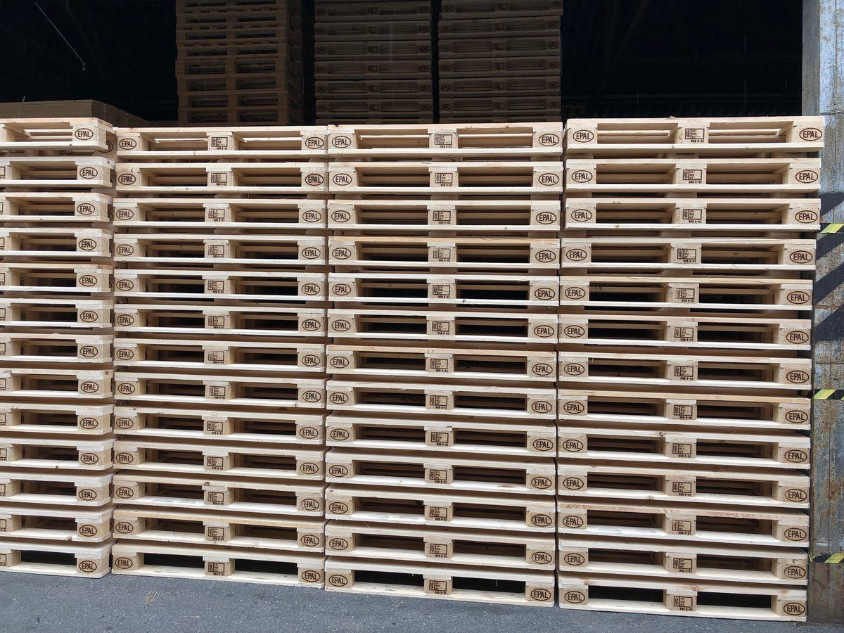 EPAL Euro Pallets stacked in warehouse
