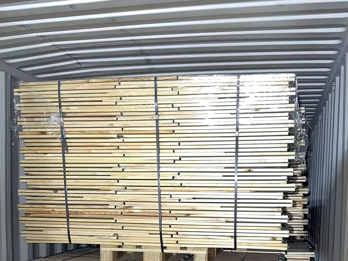 1200 by 800 millimeter pallet collars filling a container