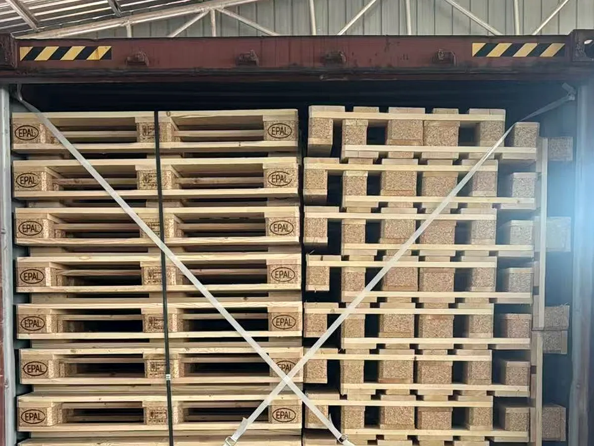 EPAL pallets braced inside a container