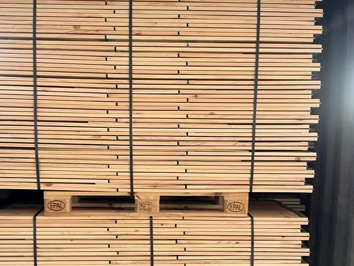 Pallet collar bundles ready for container loading